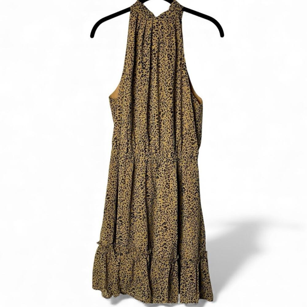 Elegant Peekaboo Halter Neck Tie Back Leopard Print Dress Tie Large